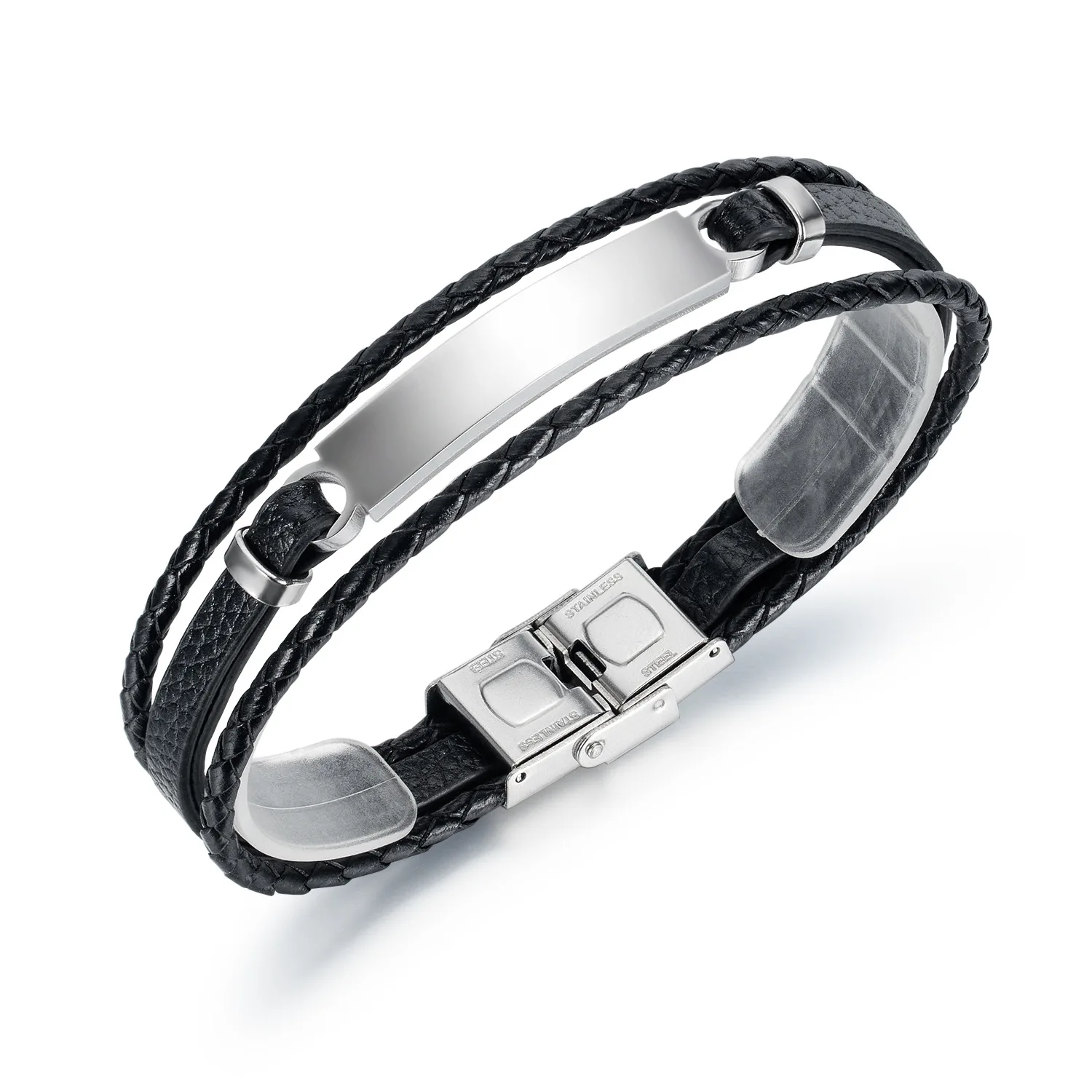 

Fashion Women Jewelry Men Leather 316L Stainless Steel Bracelets_China, White, black
