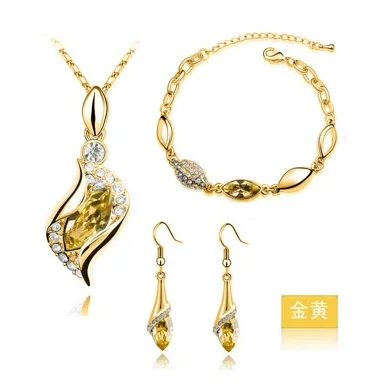 

Angel elf horse eye jewelry zircon crystal custome necklace sets with rings women diamond necklace set