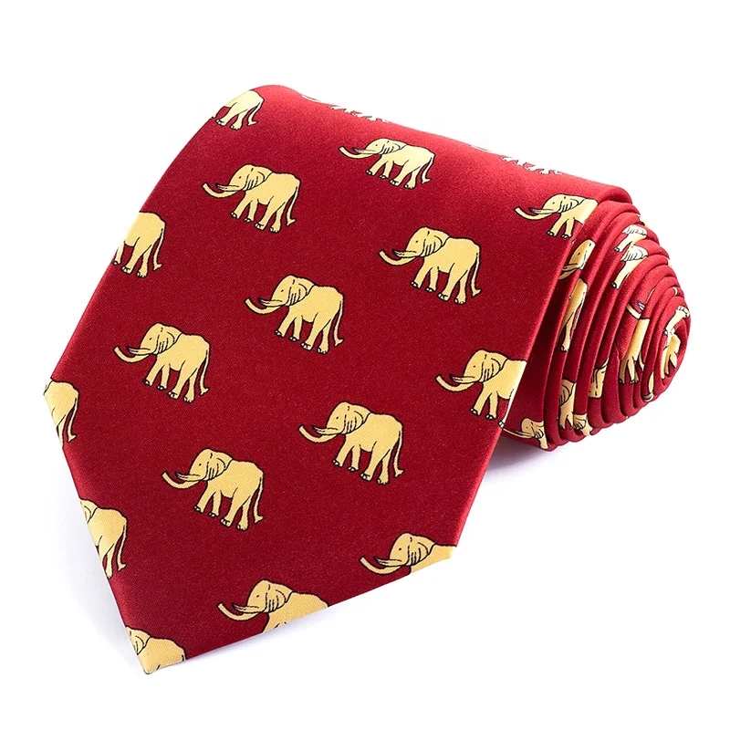 

Suppliers wholesale Digital Printing Tie Elephant Animal Design Necktie Polyester Ties For Men Accessories