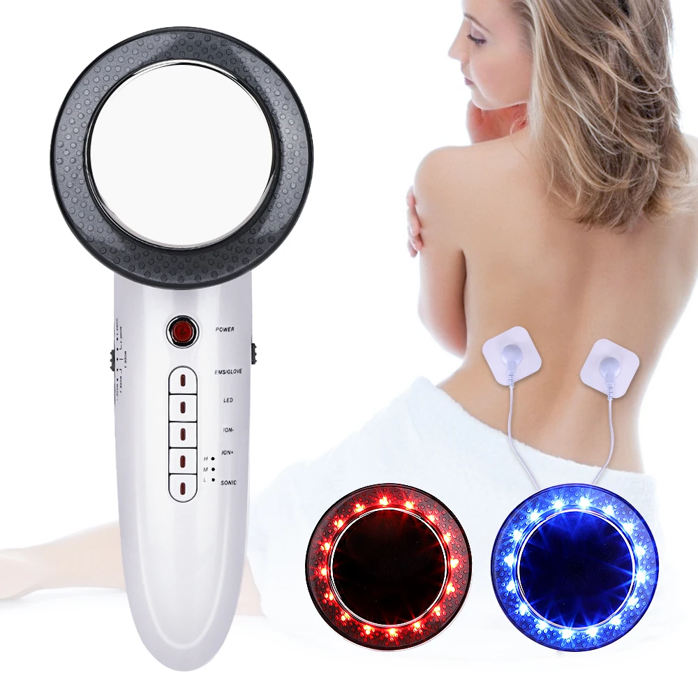 

6 in 1 Body Slimming Massager Ultrasonic Wave EMS Infrared Therapy Fat Burner Device Weight Loss Anti Cellulite Skin Tightening, White