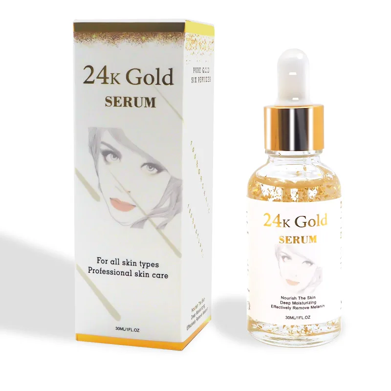 

30ml OEM Natural Organic 24 K Gold Facial Repair Essence Skin Whitening Brightening Collagen Acne 24K Gold Face Serum