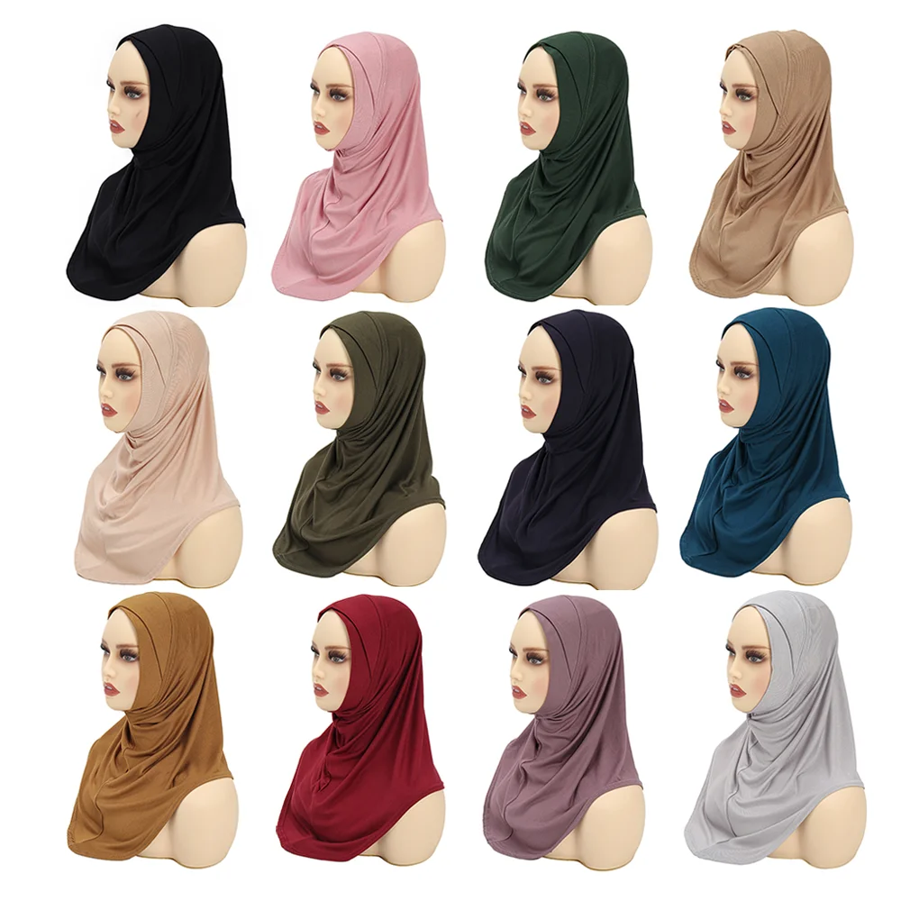 

Wholesale New BIG Size Solid Color Tudung Malaysia Instant Undercap Underscarf Ninja Muslim Women Over Neck Inner Hijab Caps