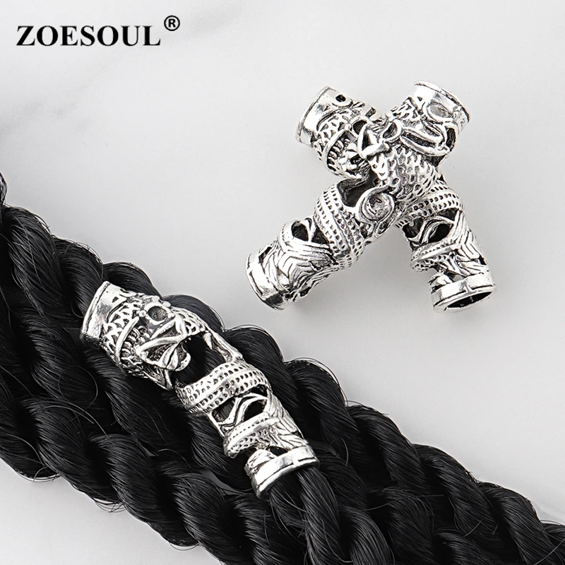 

7mm Hole Hairstyles Silver Metal Dragon Hair Tube Bead Jewelry For Braids Extension