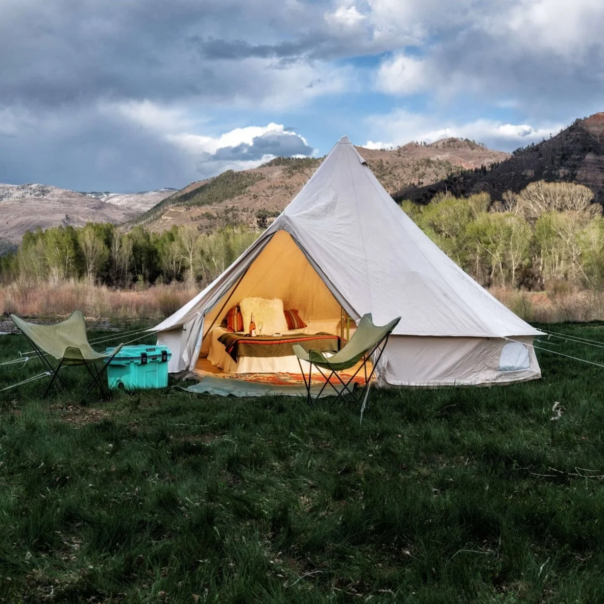 

3m 4m 5m 6m Fast Installed Canvas Bell Tent For Camping