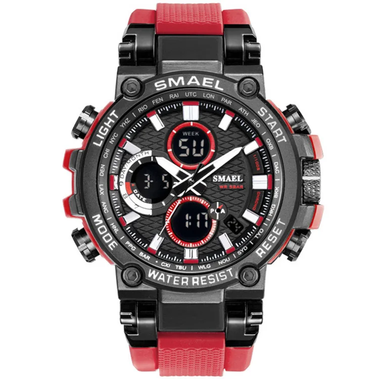 

SMAEL 1803 Man Quartz Digital Clock Branede Men Wrist Watch Watches Men Alarm Waterproof Resin Strap Watch, 10 colors for choice
