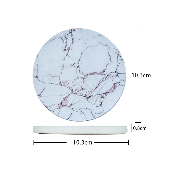 

Ready To Ship Wholesale Hot Selling Set Of 6 Marble Style Pattern Absorbent Ceramic Coaster Holders Sets With Cork Back
