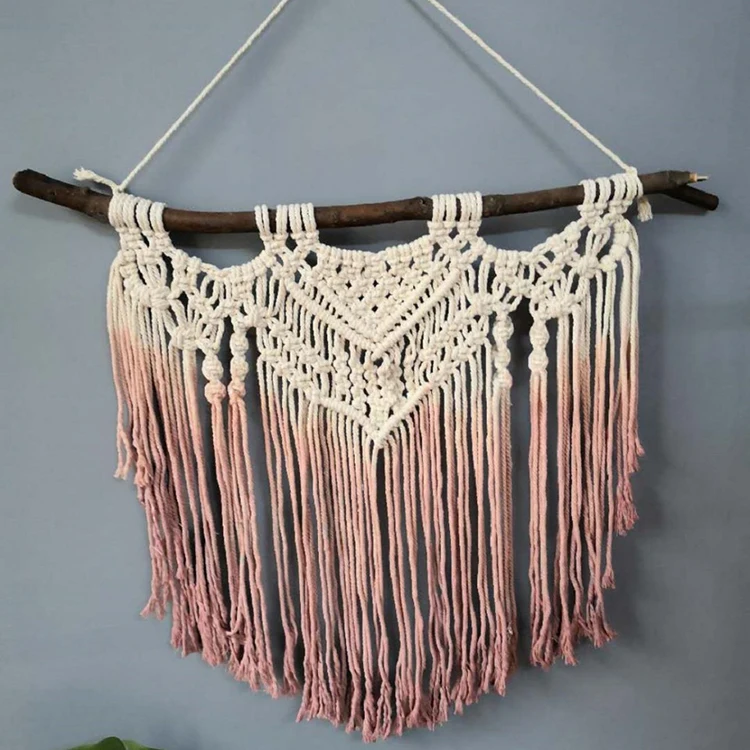 

Boho Chic Bohemian Macrame Hand Woven Wall Hanging Tapestries Wall Art Home Decor Dorm Room Cotton Tapestry with Tassels, Customized color