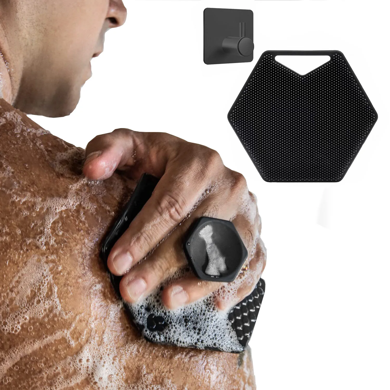 

New Body Buffer Premium Silicone Bath Scrubber Exfoliating Back Face Hair Scalp Brush Black Silicone Body Scrubber for Shower