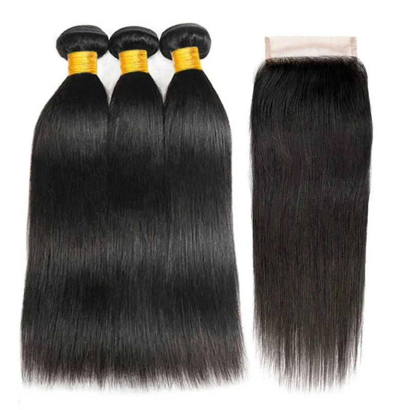 

Lace Closure Bone Straight Hair Transparent HD Lace Brazilian Human Hair Bundles with Closure Set Closure and Frontal