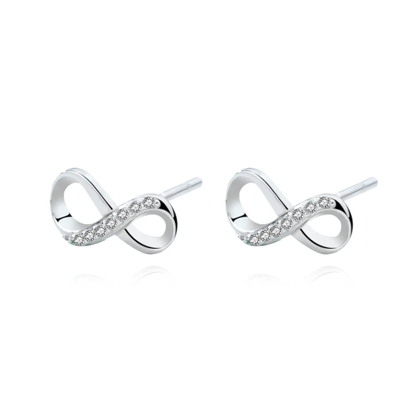 

Fashion Handmade Jewellery Wholesale Cubic Zirconia Infinity Stud Earrings 925 Sterling Silver