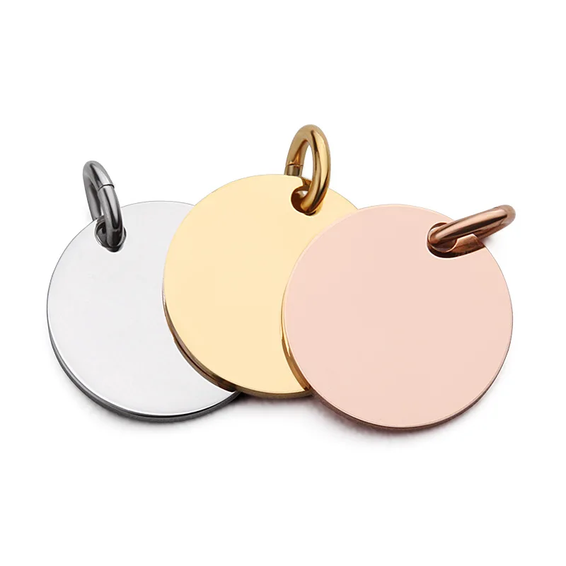 

Custom engraving blank Stainless steel Silver/Gold/ rose gold round small disc coin shape pendant jewelry