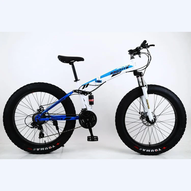 

Folding beach snow bike double shock absorption double disc brake soft tail mountain bike 4.0 widened tire fat bike, Black