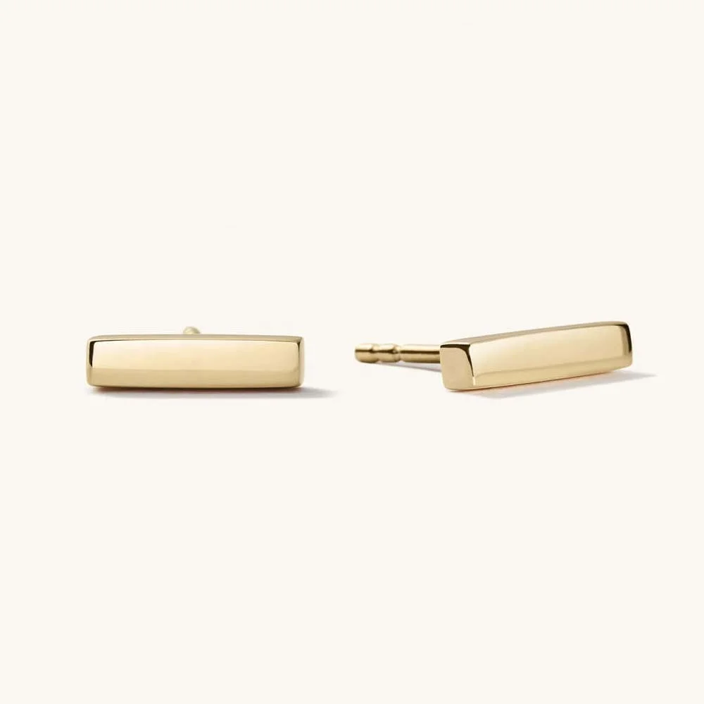 

LOZRUNVE Custom Jewelry Factory 18k Gold 14k Gold Fine Jewelry Metal Bar Stud Earring Silver 925