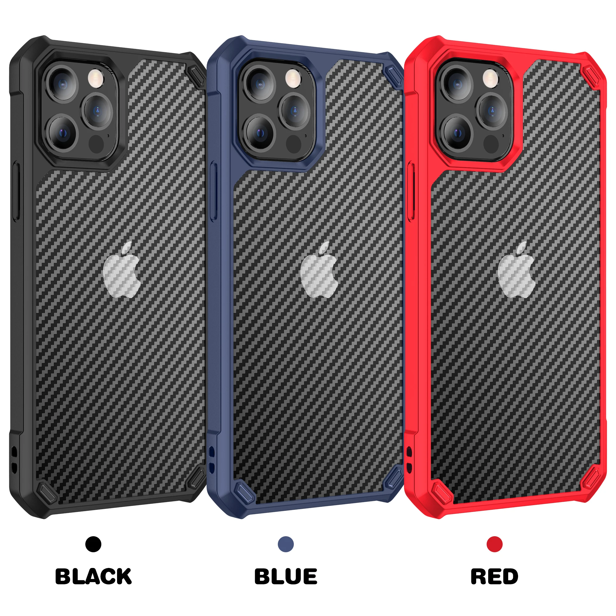 

New Carbon Fiber transparent Phone Case For Iphone 12 Mini 11 Pro Max Xr Xs Max X 7 8 Plus 12 Pro Shockproof Bumper Back Cover, 3 colors