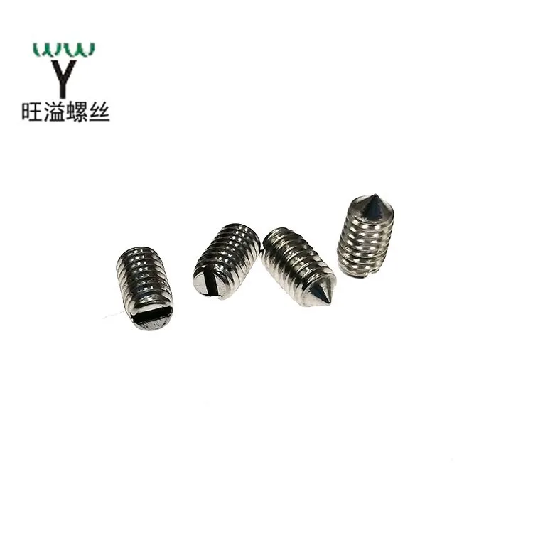 
High quality Stainless steel Set screws, slotted Taper end set screws, CNS4477Non-standard customized set screws with cone point 