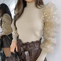 

High Quality Stylish Mesh Puff Long Sleeves Party Tops For Women