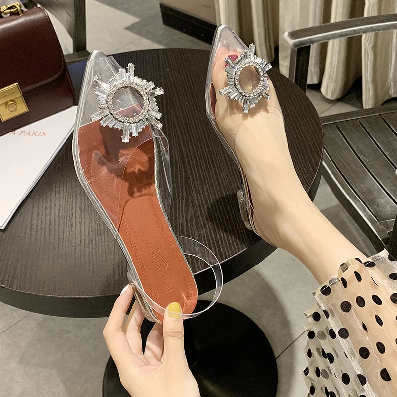 

Ladies transparent women flat sandals 616-1