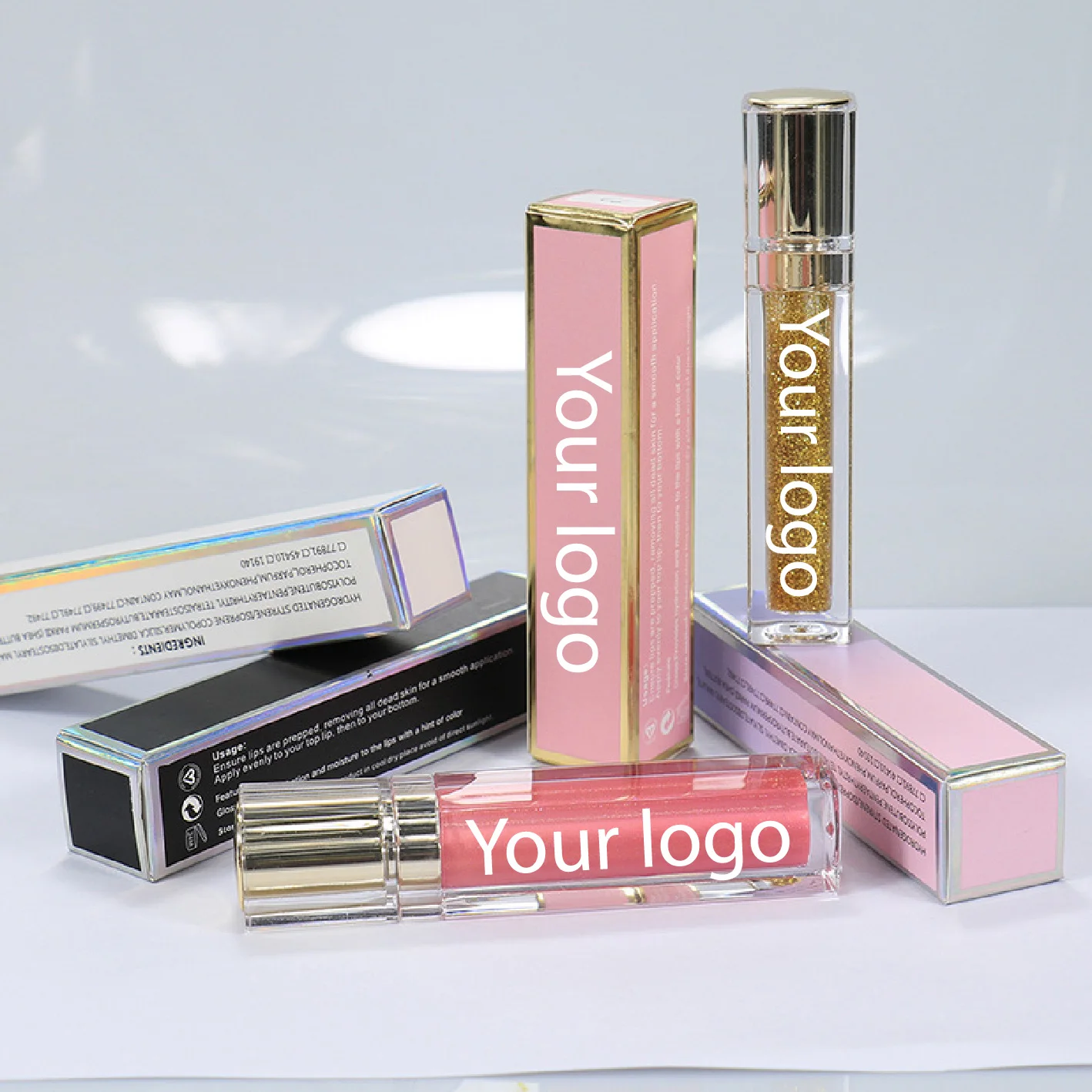 

luxury high quality and pigment cruelty free custom wholesale makeup glossy matte shiny clear vegan private label lip gloss, Multi-colored
