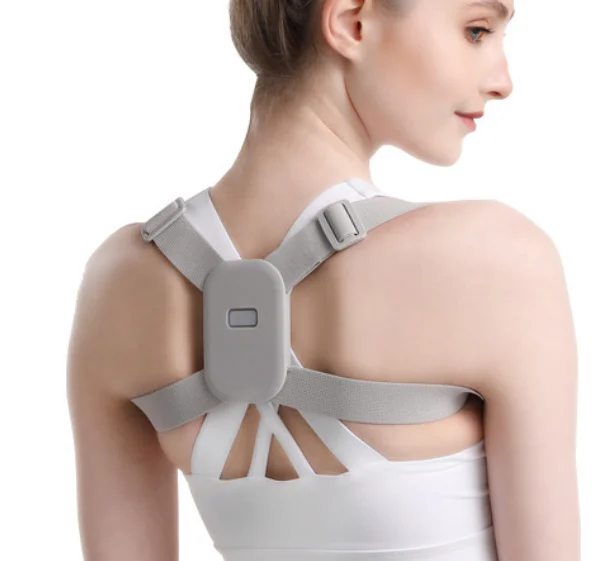 

Intelligent Posture Corrector with Intelligent Sensor Vibrating Smart Upper Back Support Adjustable Elastic Posture Belt, Gray