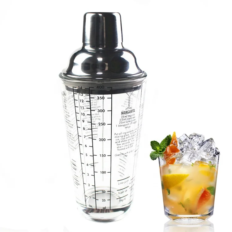 

Formula Cocktail Shaker USA Amazon FBA Bar Accessories Stainless Steel 400ml Glass with Scale Recipe Cocktail Shaker, Clear