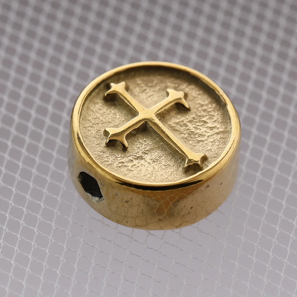 

2021 Handmade Bangle Bracelet Making Antique Gold Silver Black Plated Stainless Steel Cross Beads Charms with Hole