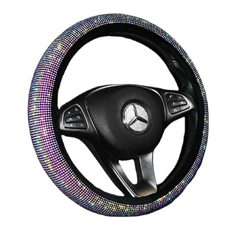 
Twinkling Diamond Rhinestones Crystal Car Steering Cover Non Drop Glitter Steering Wheel Cover for Cars Accessories 