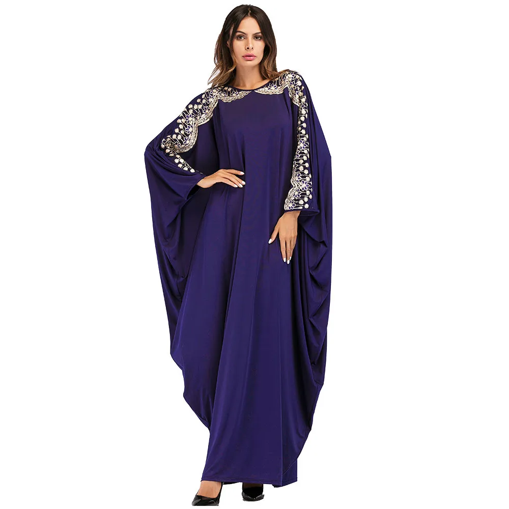 

2021 New Design Ladies Dress Abaya Muslim Hui Dubai Bat Sleeve Robe Plus Size Oversize Ladies Dress Abaya, Customers' requirements