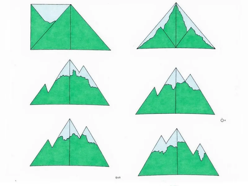 Step-by-step diagram showing mountain valley folds in origami