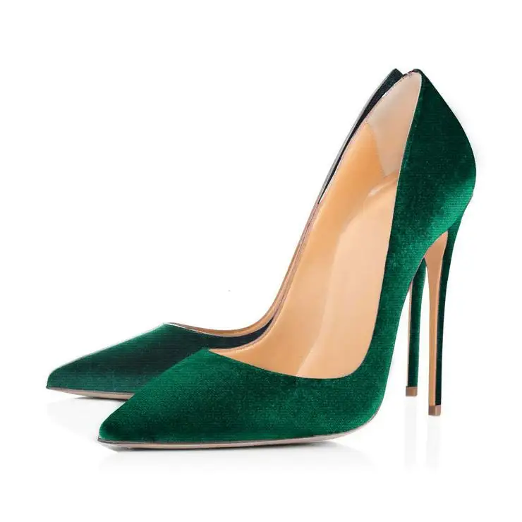 

Retro Green Pointed Toe thin heel Classic Satin Stilettos Pumps