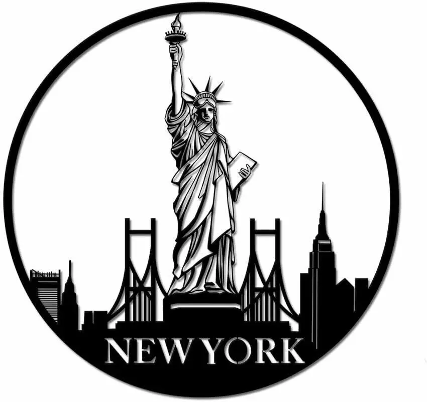

City Metal Wall Art New York Statue of Liberty 3D Wall Sculpture Wall Decor, Black