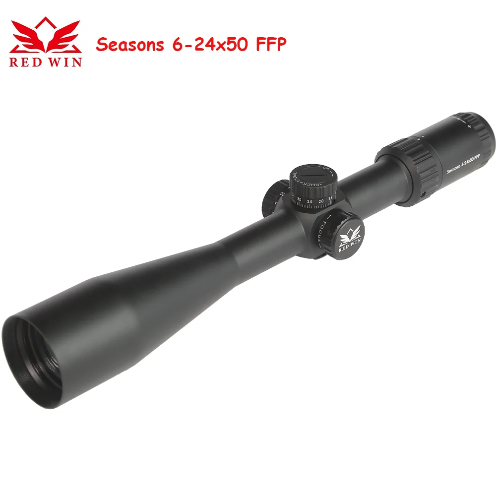 

Red Win 30mm Monotube Edgeless Imaging 1/10Mil Turret Seasons 6-24x50 FFP long Range Tactical Shooting Riflescope