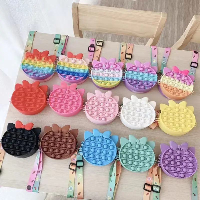 

276Silicone bubble decompression stationery coin purse custom cartoon Christmas gift children coin bag decompression toy, Multi color