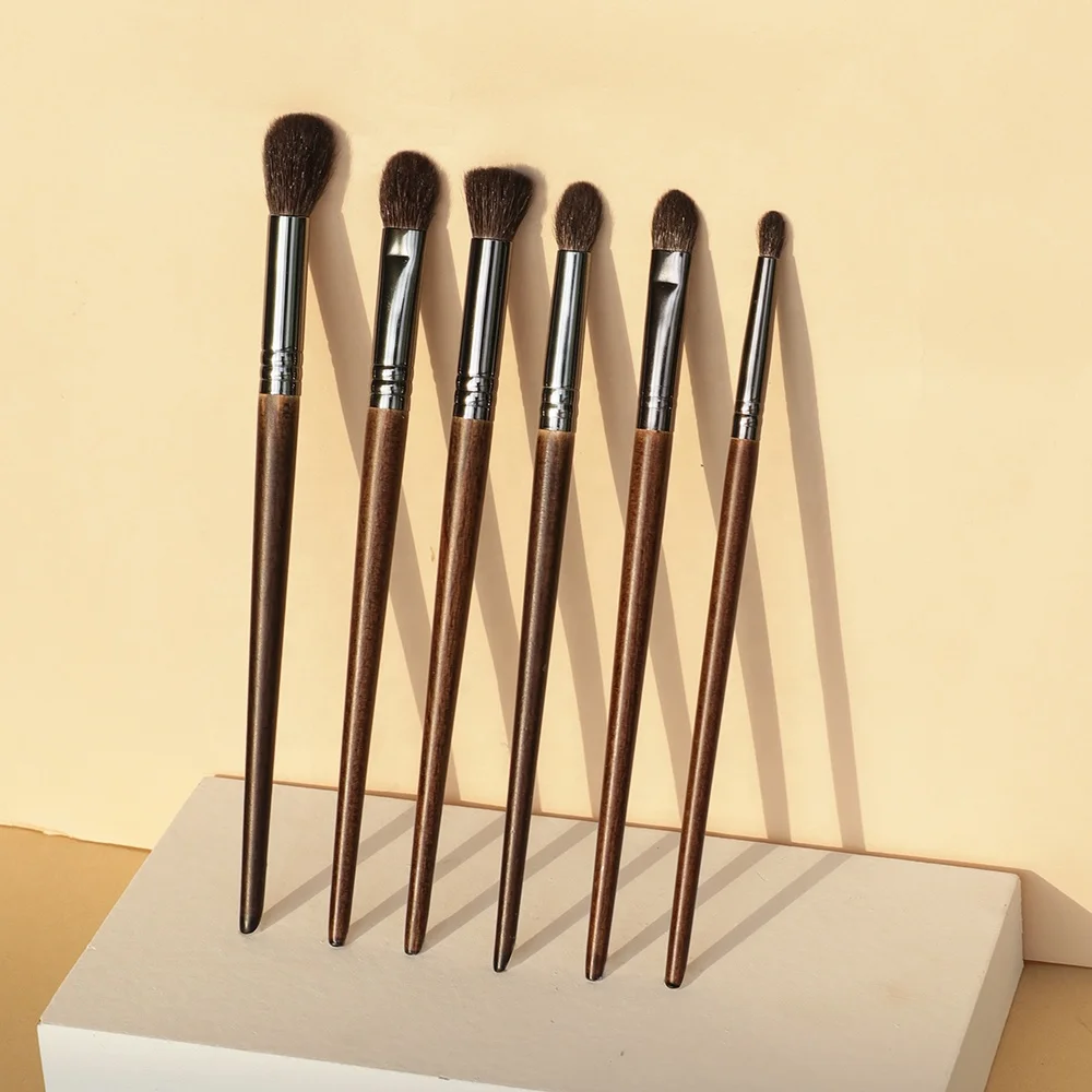 

OVW Cosmetic 6 pcs Goat Hair Eye Shadow Brush Set Tool Makeup Ultra Soft Make Up Tapered Blender Diffuse Kit Cut Crease Brush