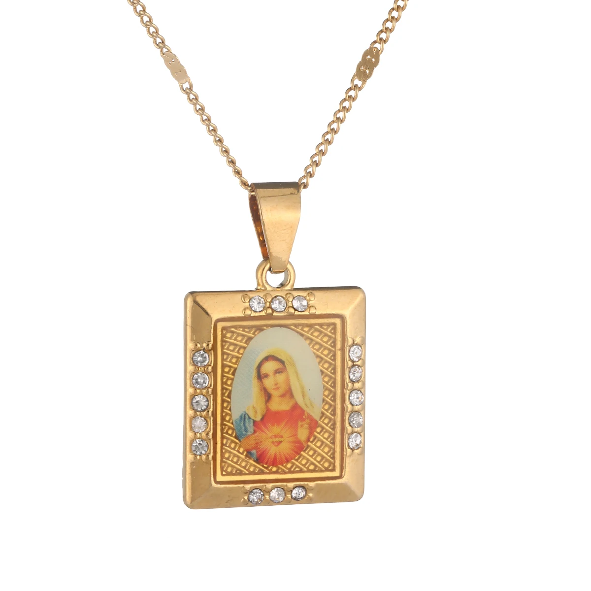Gold Color Virgin Mary Necklace Mary Conceived Without Sin Pray Pendant