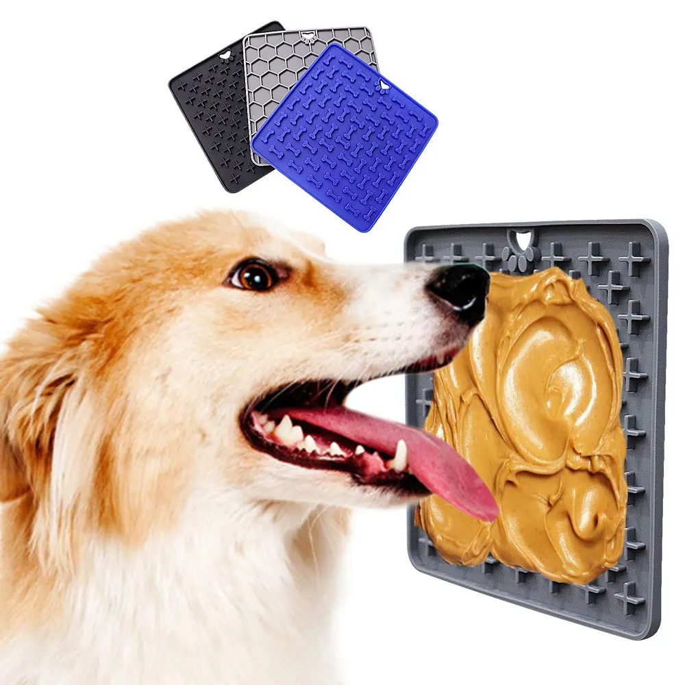 

Amazon Hot Selling Pet Slow Food Pad Dog Bath Toy Silicone Dog Licking Pad with Suction Cup