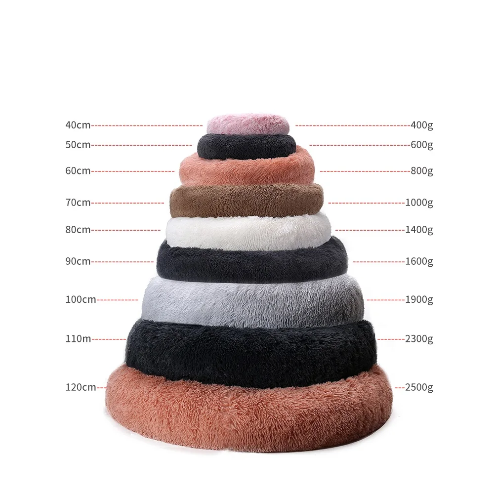 

Pet bed Comfortable Plush Donut Dog bed soft washable cat bed Removable pet mat large fiber luxury pet supplies, Many colors