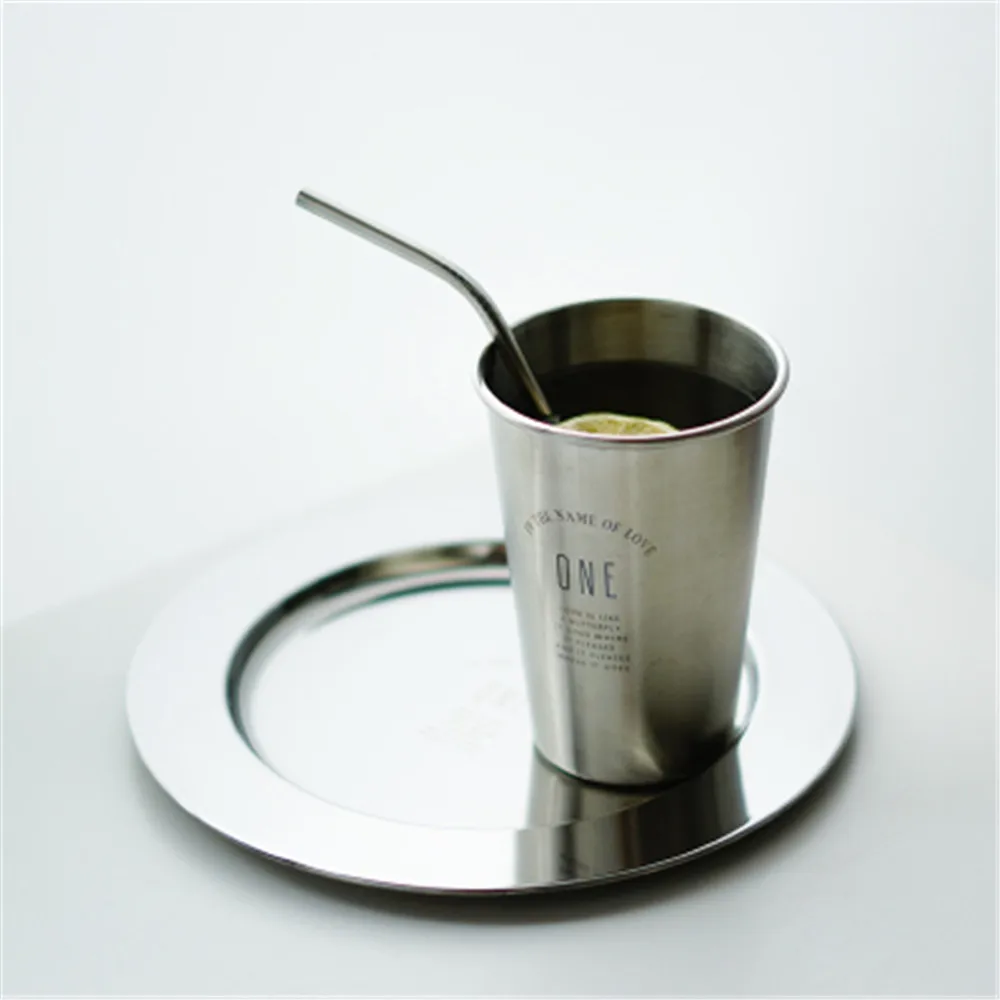 

1PC Breakfast Milk Fruit Juice Tea Ice Beer Coffee Mugs 304 Stainless Steel Mugs Silver Glass Durable Metal Cup, As photo