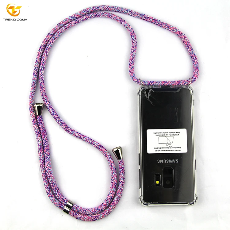 

Online Shockproof Rope Cord Cross Body Handy TPU Card Mobile Phone Case For Samsung Galaxy a10s S20 S21, Black, blue,pink, red, white