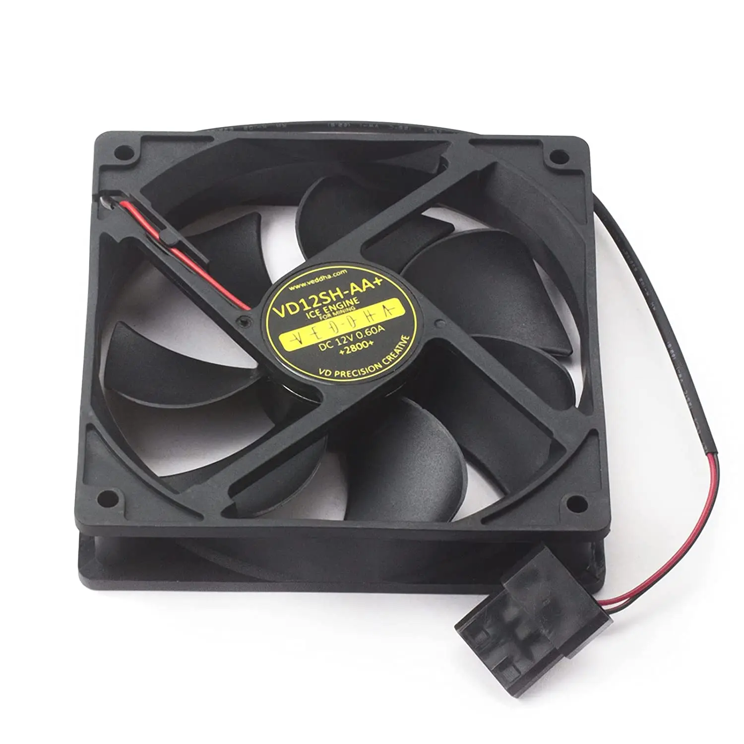 

VEDDHA VD12SH 2800rpm 12cm 120mm 120x120x25mm Cooler PC Brushless DC Silent Cooling Case Fan Black 12V 4 Pin 7 Blades, See picture