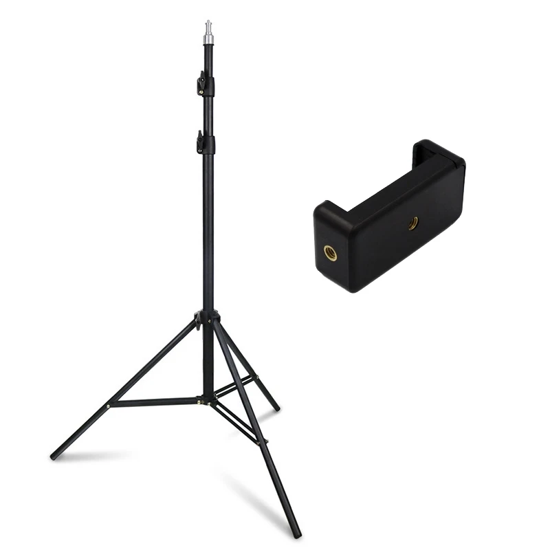 

Portable 2.1m Stand Live Floor Mobile Phone Holder with Clip Height Adjustment Lightweight Phone Tripod Live Equipment