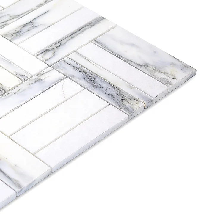 Moonight Hot Sale Thassos Mosaic Tiles for Wall Bianco Marble External Wall White Square Online Technical Support Polished 1.6kg