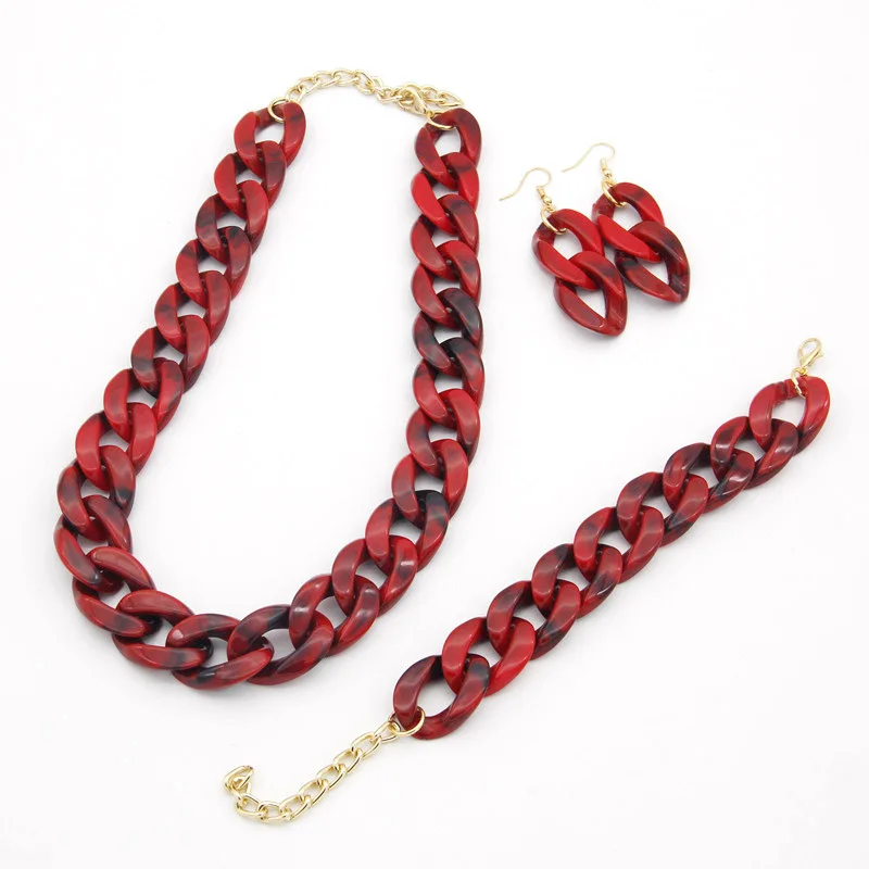 

Wholesale Acrylic Cuban Long Chain Necklace Bohemian Chunky Plastic Choker Collar Necklace Pendant For Jewelry Making