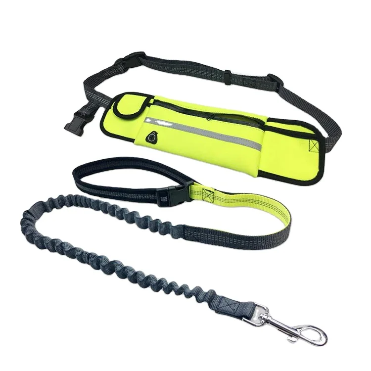 

Upgrade Hands Free Dog Leash for Running Walking Training Hiking, Dual-Handle Reflective Bungee Dog Waist Bag