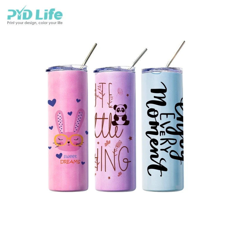 

2021 PYD Life Newest Stainless Steel Tumblers Color Changing With Straw and Lid Tumblers Cups in Bulk, Blue/purple/pink