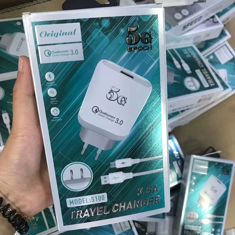 

EU Us plug 5V 3A QC 3.0 USB Fast charging Phone charger For Iphone For Samsung Quick Charger usb charger, White white