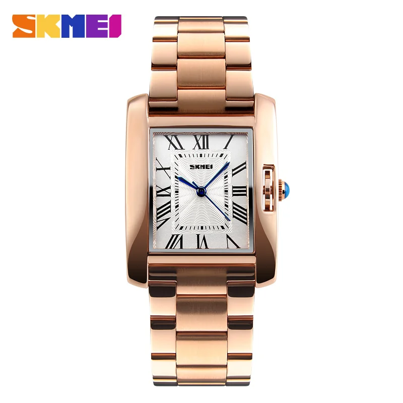 

SKMEI 1284 luxury rose gold female quartz watch creative Stainless steel band Waterproof analog display minimal casual watch kit