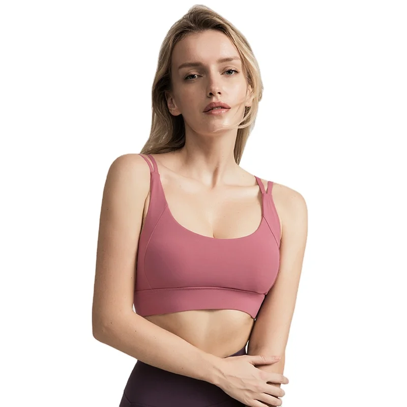 

European and American sports underwear women's running shockproof beauty back yoga double-strap vest style push up workout bra