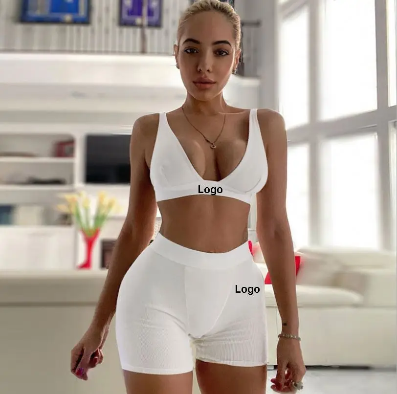 

New Solid Color Fashion Two Piece Women Clothing Sexy Yoga Sport Top Gym Wear Women, As pictures