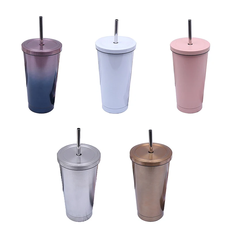 

Hot selling fashion creativity portable car stainless steel cup with straw custom gift