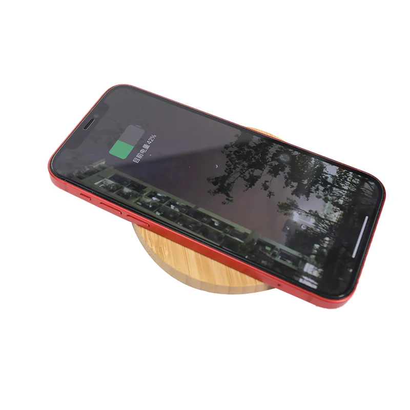 

Hot Sell Portable Cell Phone Bamboo Qi Wireless Charger Fast 10W Wireless Charger Bamboo Wood Wireless Charging, Custom color